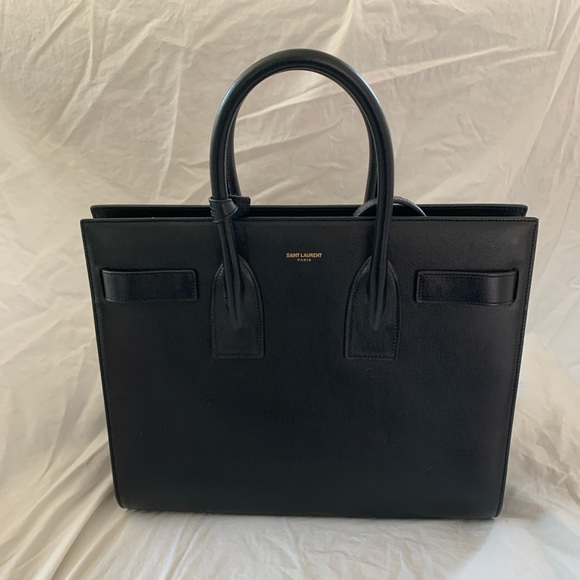 Saint Laurent Bo Sac Jour Black Leather 12.5” - Picture 1 of 11